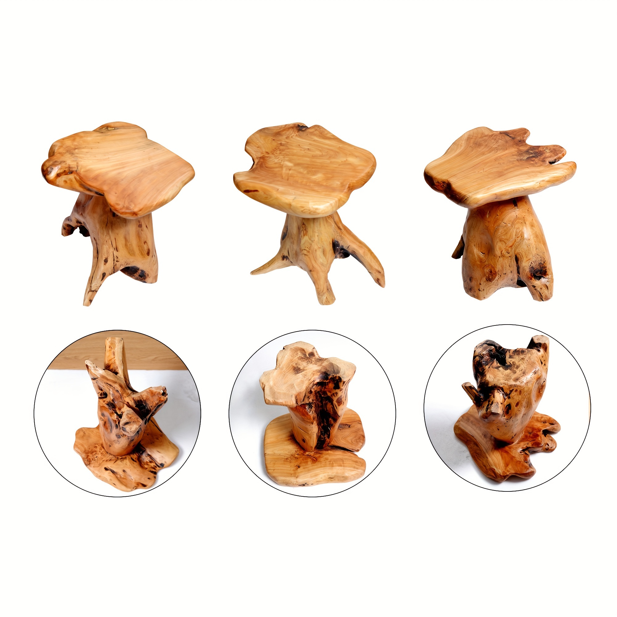1pc Natural Edge Solid Fir Wood Stool - Rustic Tree Stump Design Indoor/Outdoor Side Table, 280lb Weight Capacity, High Quality Easy-Clean Surface, Versatile for Home, Restaurant, Patio, Living Room Decor, Indoor Outdoor Furniture | Natural Aesthetic | Durable Construction, Solid Wood Furniture - Image 4