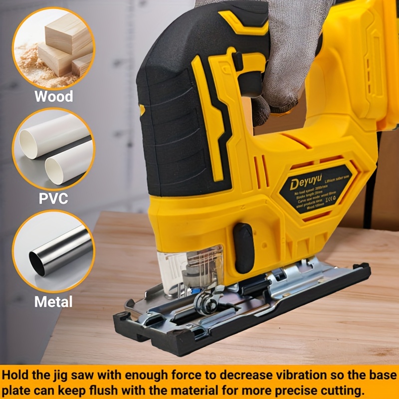 Deyuyu 3000RPM Brushless Cordless Jigsaw with LED Work Light for Dewalt 20V MAX Batteries(Batteries Not Included) 0°-45° Miter Cutting, 3 Track Settings for Straight/Curved/Bevel/Circular Cutting, Suitable for Home Improvement Use - Image 3