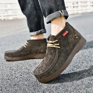 Men'S Premium Leather Hiking Boots, Soft Leather Non-Slip Wear-Resistant Ankle Boots, Handmade Stitching, Classic Retro-Style Loafers