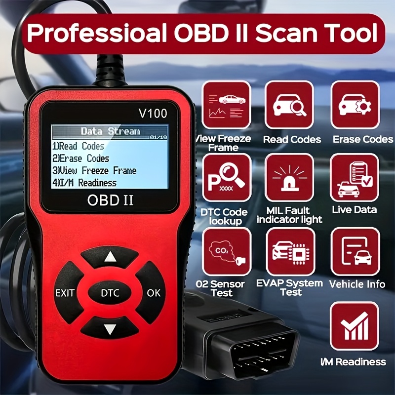 USB Powered OBD2 Car Scanner V100 - Engine Fault Code Reader & Diagnostic Tool - Compatible with All Vehicles Since 1996, Up to 36V, Without Battery - Image 2