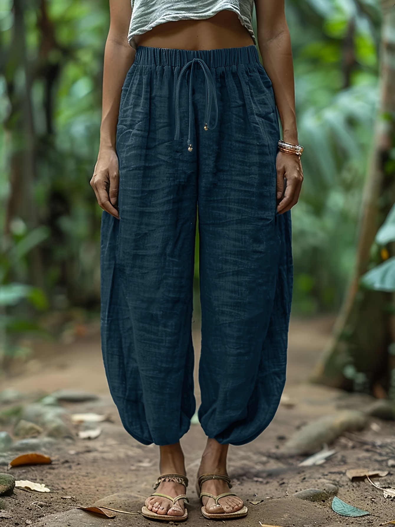 Linen Loose And Comfortable Minimalist Linen Lantern Pants - Image 6
