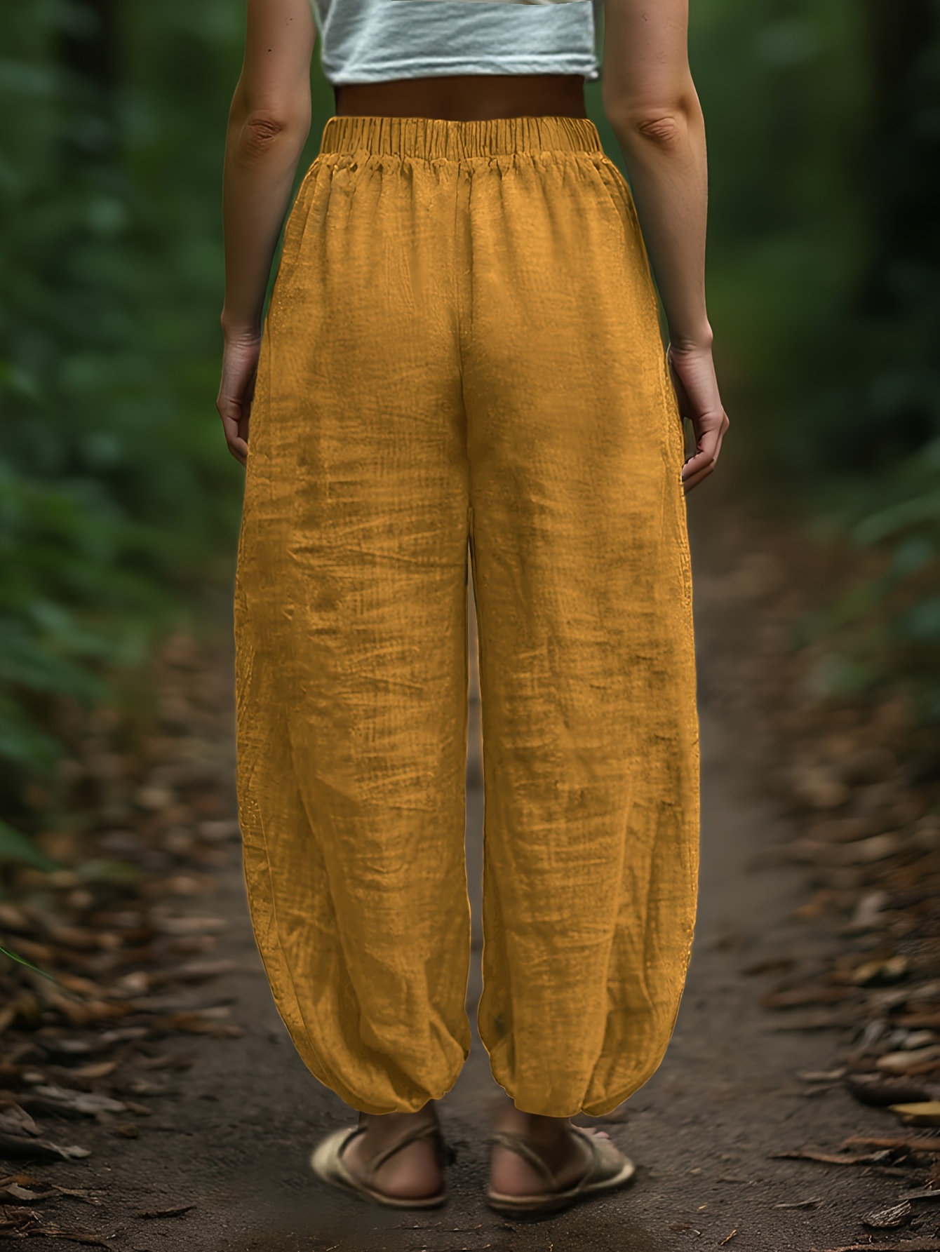 Linen Loose And Comfortable Minimalist Linen Lantern Pants - Image 7