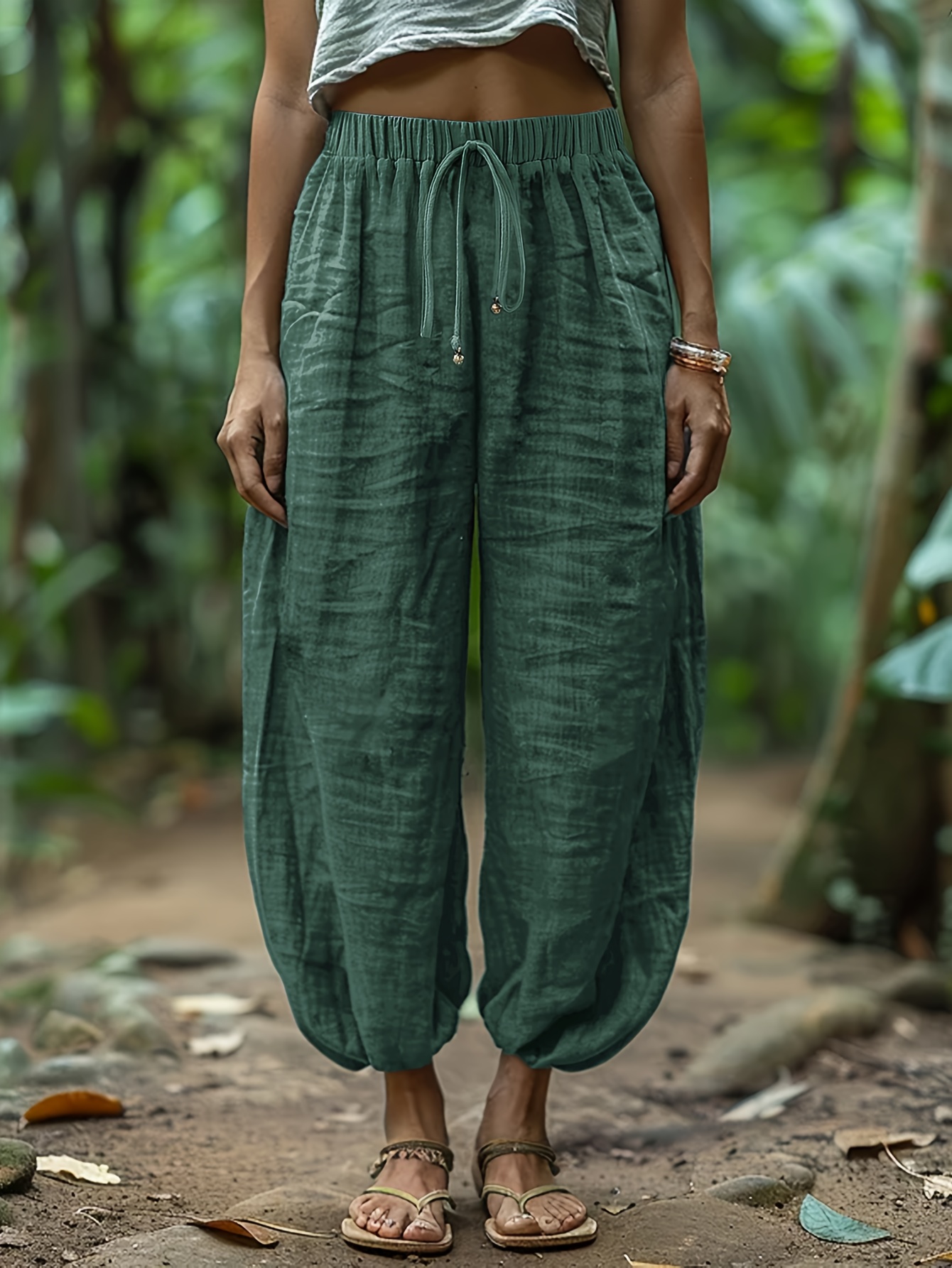 Linen Loose And Comfortable Minimalist Linen Lantern Pants