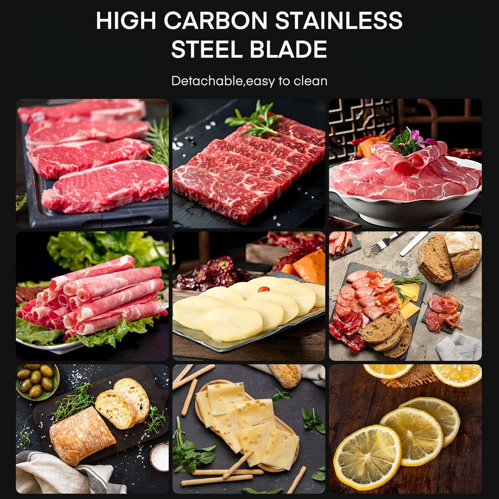250W Electric Food Slicer For Home, Stainless Steel Meat Cutter With 3 Blades & 0-15mm Adjustable Thickness - Perfect For Deli Meat, Bread, Cheese, Fruit & Vegetable - Image 5