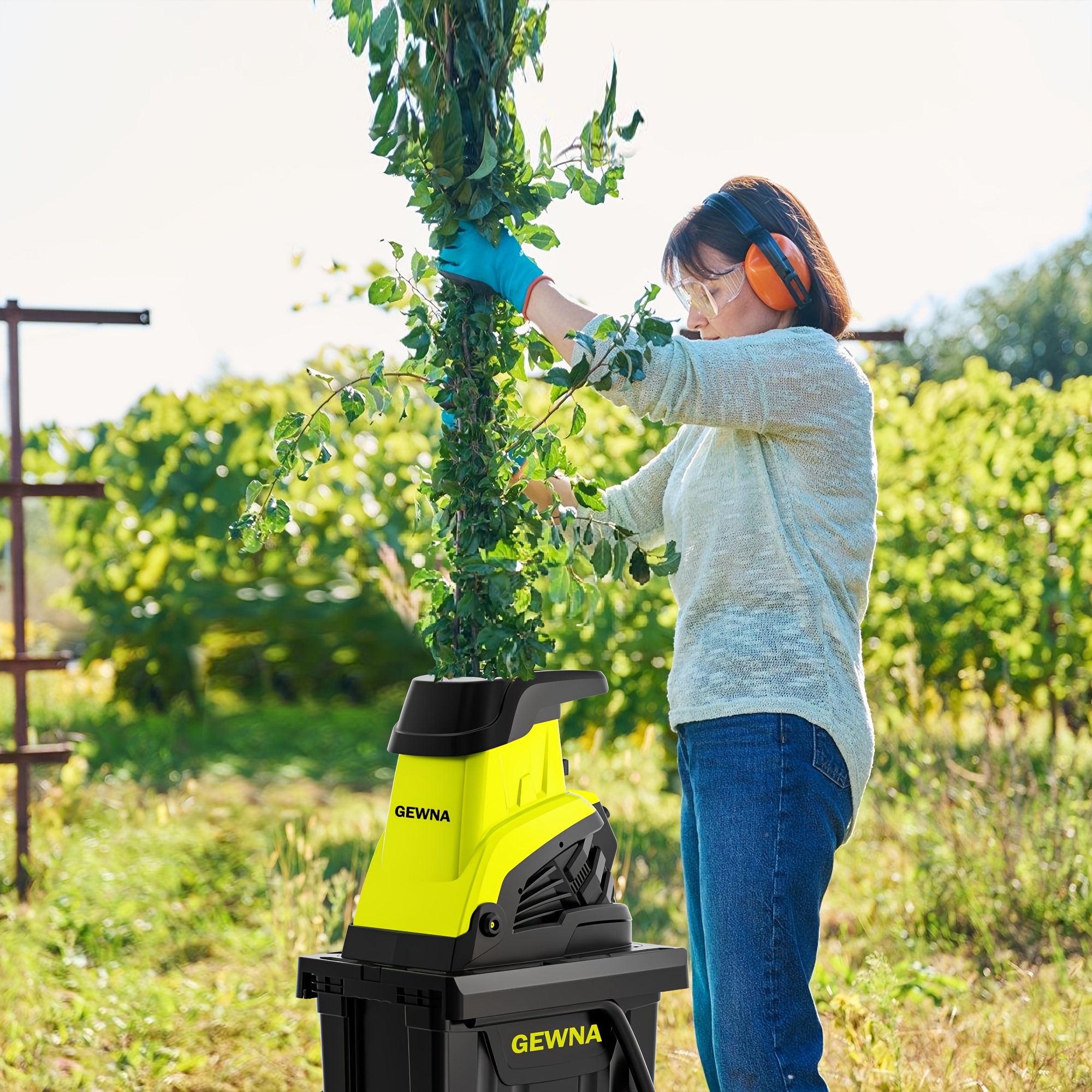 Wood Chipper, 1800W High Power Garden Branch Shredder, 15-Amp Electric Brushless Wood Chipper, Garden Tools With 10 Gallon Collecting Bin, Easy To Clean For Branches, Leaves And Yard Cleanup, Fathers Day Gift - Image 2