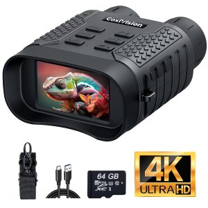 4K Night Vision Goggles for Adults, Upgraded 3.1" Large Screen & 4400mAh Rechargeable Battery, View In 100% Darkness with 7-Level Adjustment for Hunting, 4k Video & 48MP Photo, 64GB Card, Suitable for Security, Hunting, And Camping (25mm/50mm)