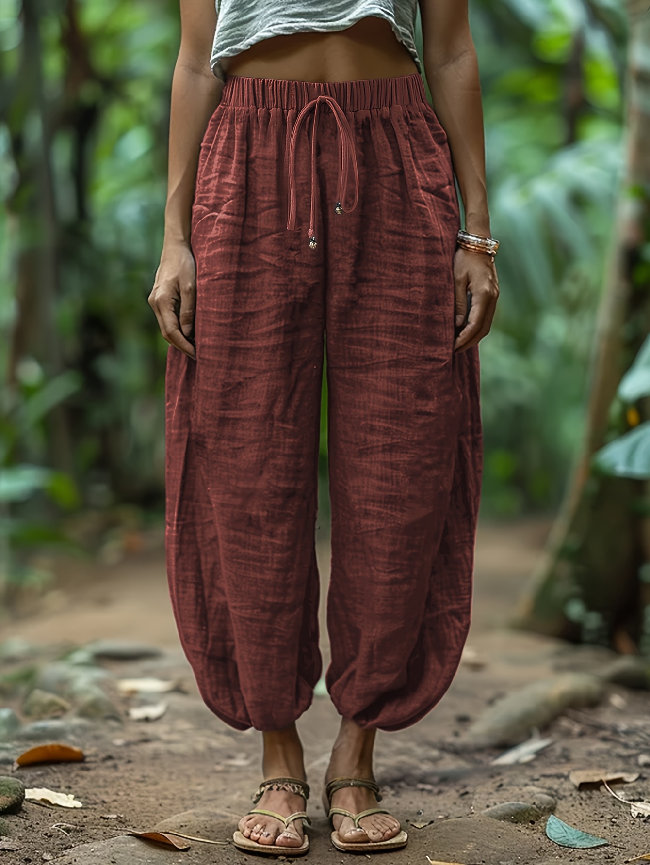 Linen Loose And Comfortable Minimalist Linen Lantern Pants - Image 4