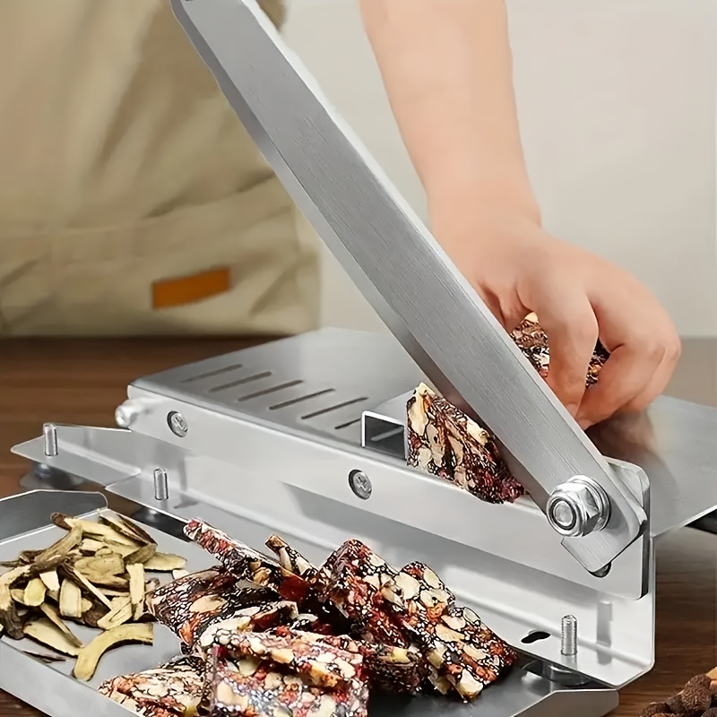 Easy Clean Stainless Steel Manual Meat Slicer and Bone Cutter - Non-Slip Base, Adjustable Blade, Rectangular Blade, Adjustable Thickness, Easily Cut Frozen Beef, Chops, Fruits and Vegetables - for Home Kitchens and Delis, Meat Grinder, Kitchen Gadget - Image 7
