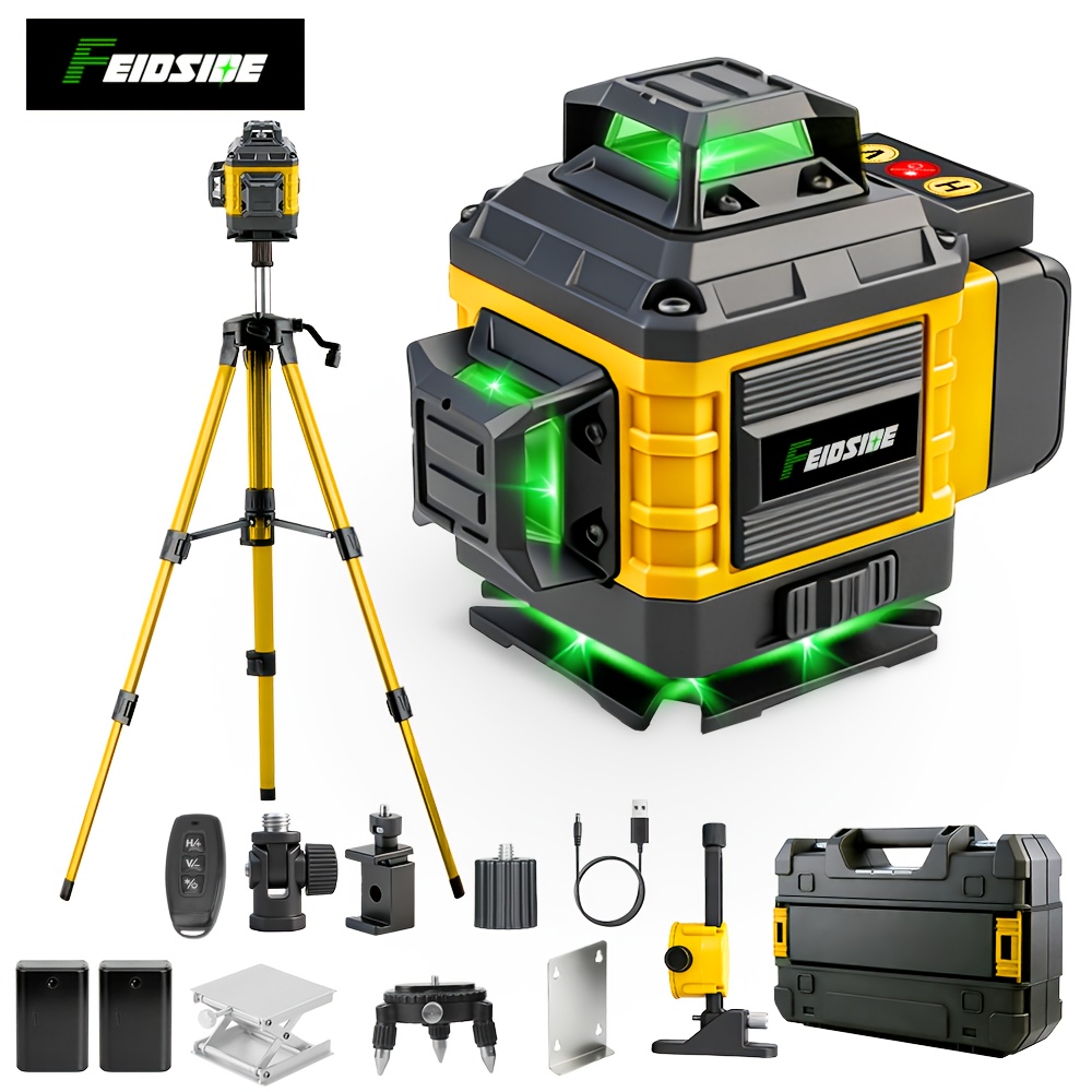 Professional 16-Line Laser Level 360 Self Leveling, 2x 3000mAh Batteries | Remote | Laser Level with 39"Adjustable Tripod, Lazer Leveler Tool for Picture Hanging, Construction, Tile, Renovation, Wall Floor Alignment,laser Level with Tripod