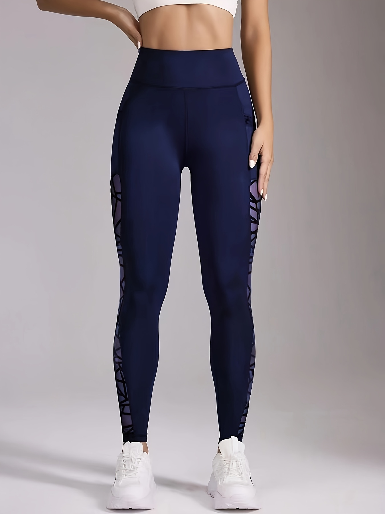 New Butt Lifting and Tummy Control Leggings, Mesh Panel Yoga Pants with Pockets for Women - Image 11