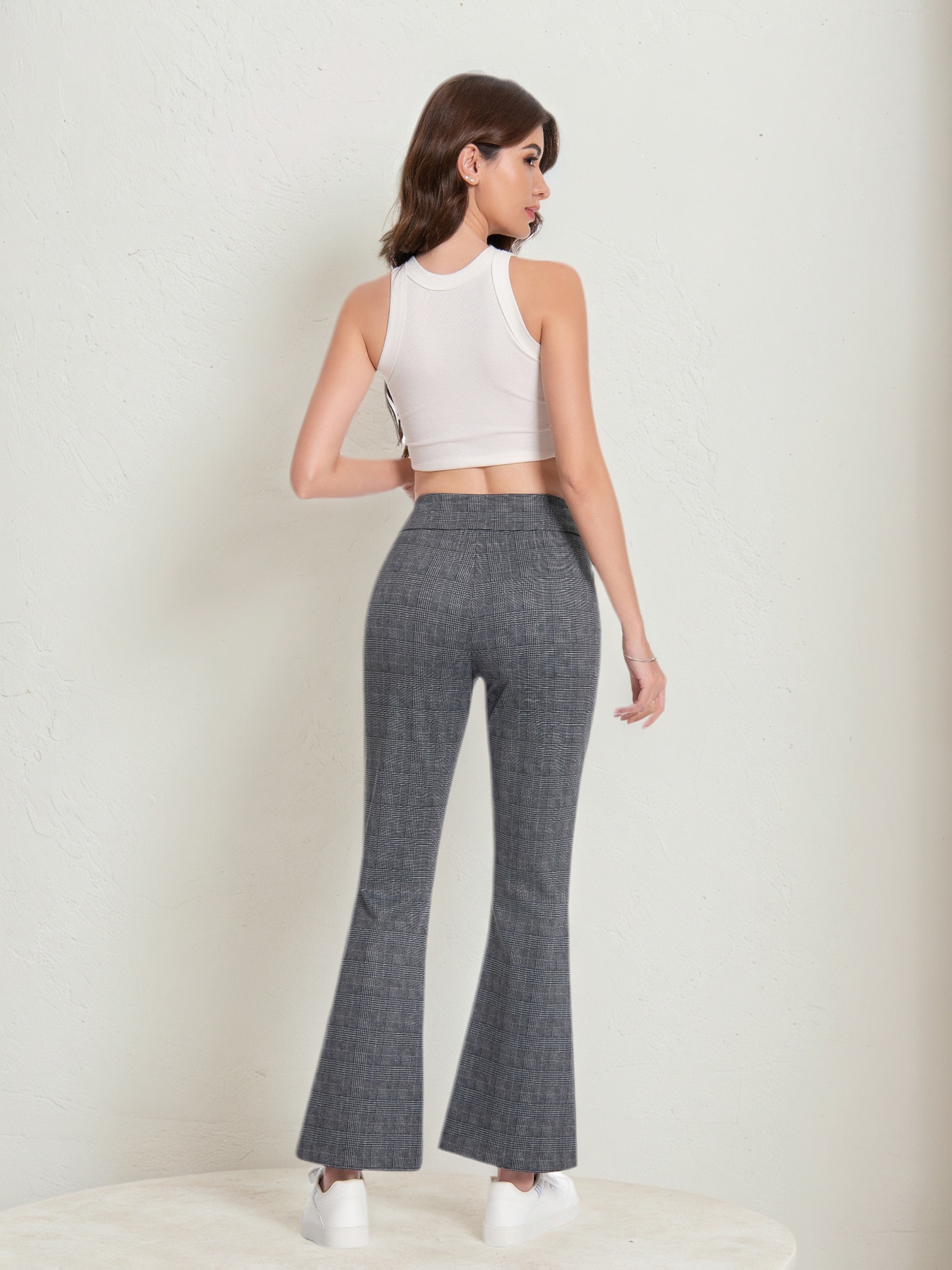 Women Pull On Waistband Bootcut Dress Pants With During Print Ponte Fashion Patten Flare Leg Pant - Image 7