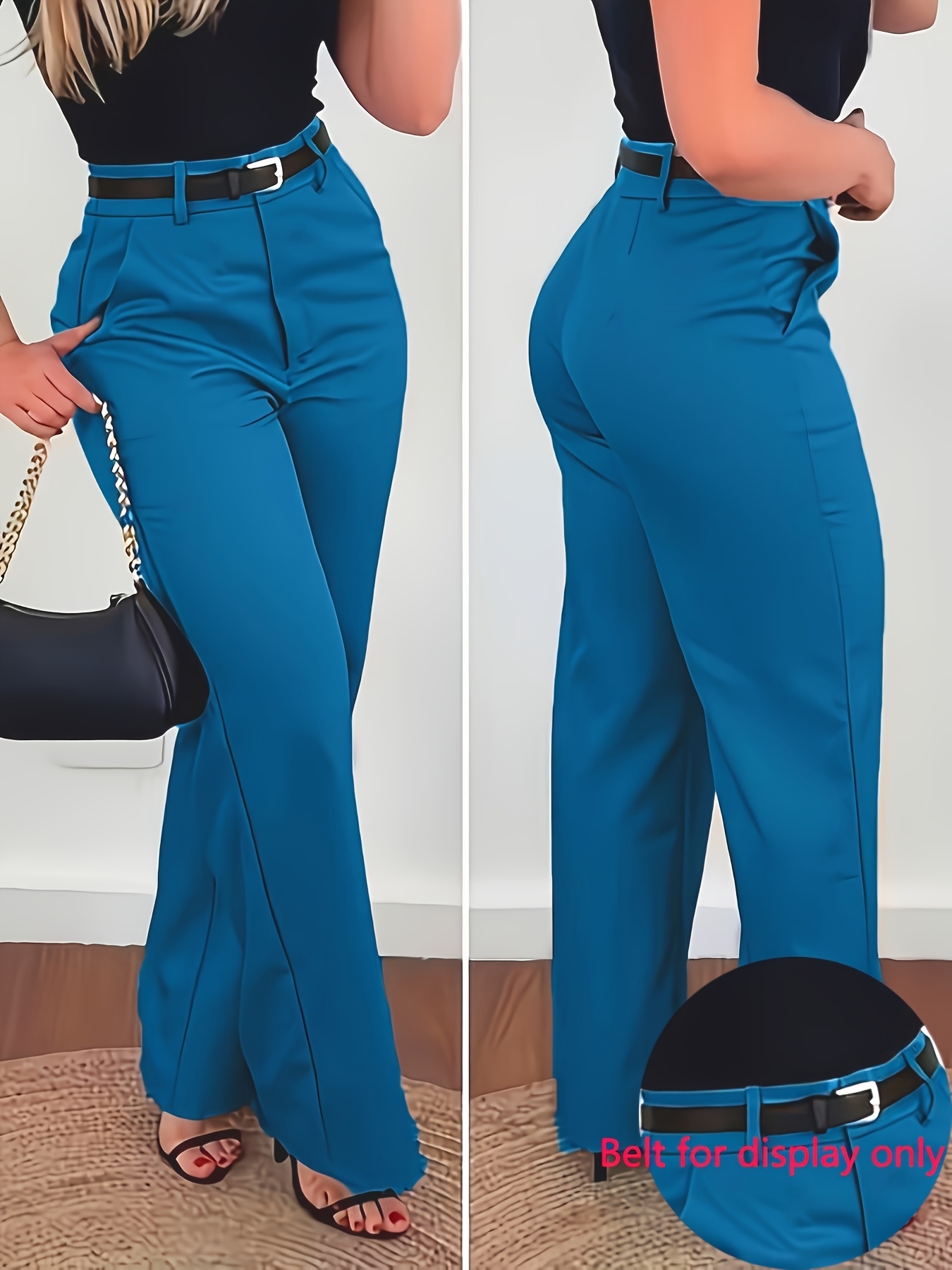 Women'S Fashion Solid Color Elegant Trousers, All-Season Style, Machine Washable, Suitable for Office And Casual Wear - Image 4
