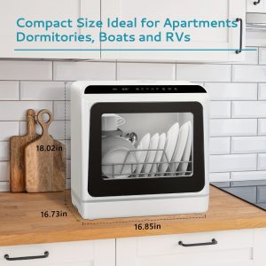 Mini Portable Dishwasher Countertop Compact Dishwashers, Tabletop Small Dishwasher with 1.32gal Built-in Water Tank with 6 Modes And Baby Care for Apartments& RV