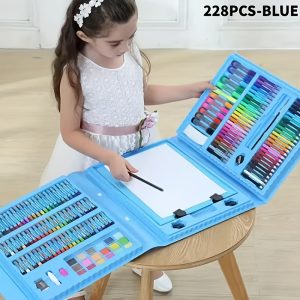 228 Pieces Of Art Supplies, Children's Painting Art Set; Art Kit Includes Oil Pastels, Crayons, Colored, Acrylic Markers, Watercolor Brushes; Artist Gift with Drawing Pad, Pink Children's Painting Tools; Children's Art Tools; Children's Coloring