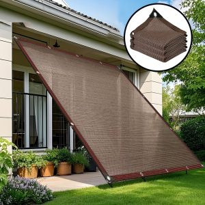 Shade Cloth, 90% Sunshade Rate Gardening Sunscreen Net, with Buckle Mesh Tarpaulin, Suitable for Plant Cover/Patio Sunshade/Garden Pergola/Greenhouse/Carport Kennel, Coffee Brown, 1pc