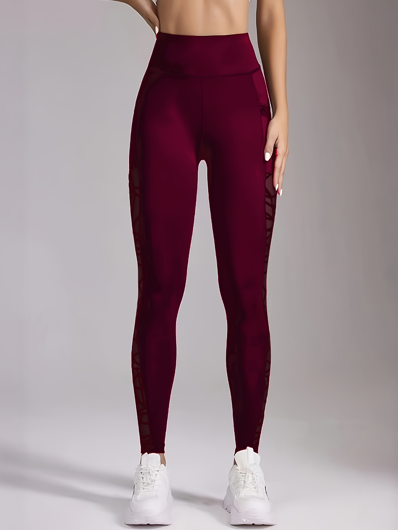 New Butt Lifting and Tummy Control Leggings, Mesh Panel Yoga Pants with Pockets for Women - Image 9