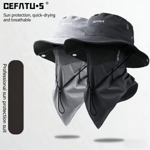 1pc (hat) / 2pcs (one Hat + One Mask) Multifunctional Outdoor Cap, Universal for Men and Women, Stylish Shade Cap - Wide-edged Cap, Adjustable Pull Rope, Ideal for Outdoor Sports, Fishing, Hiking and Camping | Beach Cap