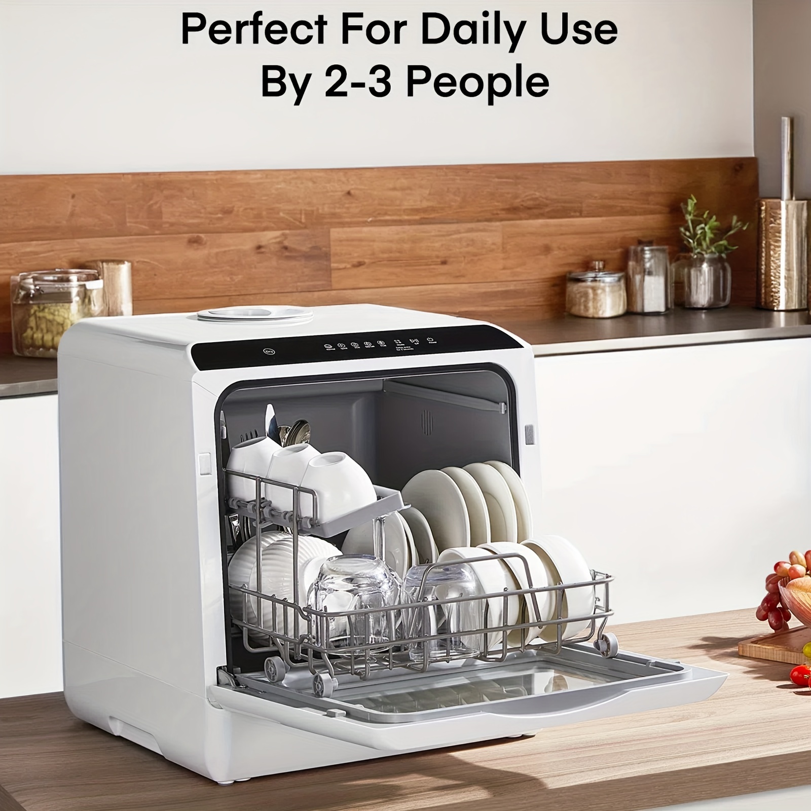 Countertop Dishwasher with 5+1 Programs, Baby Care, Dual Spray, High-Temp, Air-Dry, Timeing Function, No Hookup Needed, Portable Dishwasher with 1.32gal Built-in Water Tank, Mini Dishwasher for Home, Apartments, RVs - Image 4