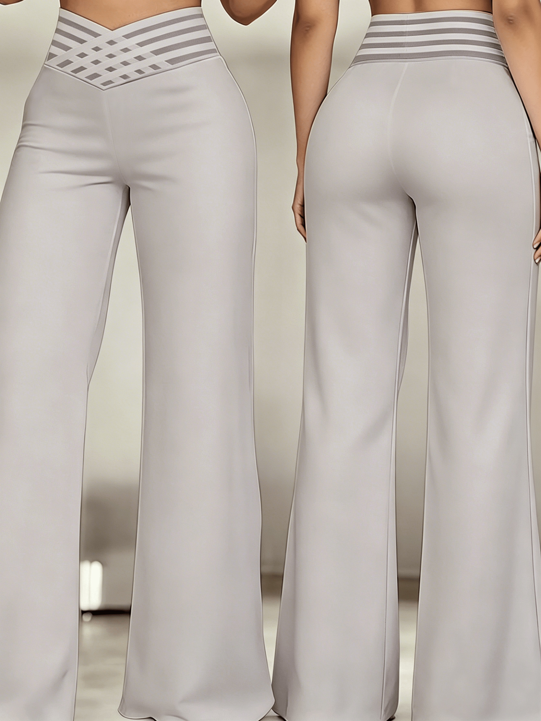 Women'S Cross-Waist Straight Pants with Mesh Design, Suitable for Outings And Dates, These Solid Color Slightly Stretchy Casual Trousers - Image 6