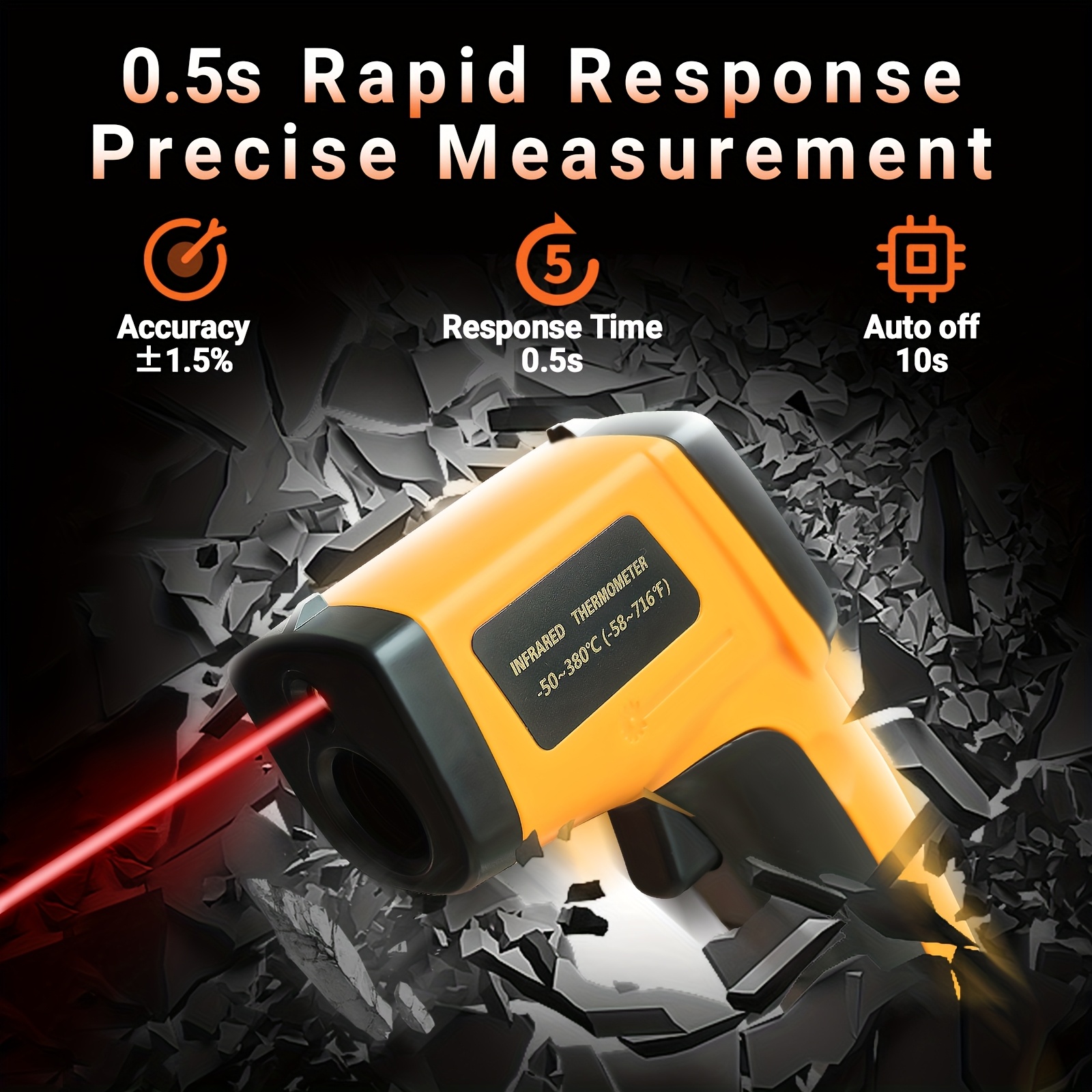 Infrared Thermometer Gun, Non-Contact Surface Thermometer Gun for Pizza Cooking, Ovens, Grills, Frying And Repair(Non-Human) - Image 3