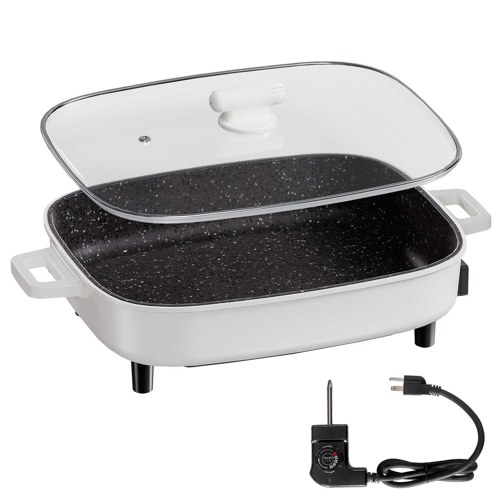 Non-stick Multifunctional Electric Cooking Pot with Aluminum Alloy Inner Pot, Glass Lid And Knob Thermostat. All-in-one for Frying, Grilling, Braising, Stewing And Hot Pot, Serves 2-6 People. Ideal for Home, Parties, Camping And Holiday Gifts. - Image 5