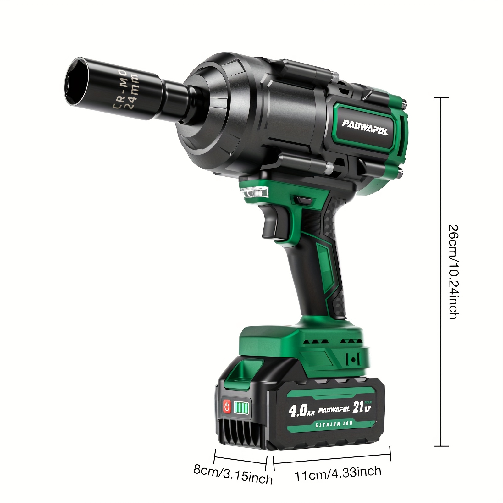 Cordless Impact Wrench | 21V Brushless 1500Nm High Torque (1/2" Drive + 2*4.0AH Batteries + Fast Charger) | for Home Users/Auto Mechanics Car/Truck Tire Removal & Installation | with 5 Sockets + Carry Case Durable & Portable - Image 6