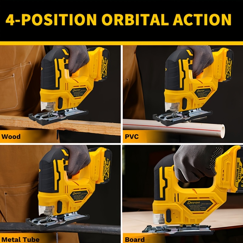 Deyuyu 3000RPM Brushless Cordless Jigsaw with LED Work Light for Dewalt 20V MAX Batteries(Batteries Not Included) 0°-45° Miter Cutting, 3 Track Settings for Straight/Curved/Bevel/Circular Cutting, Suitable for Home Improvement Use - Image 6