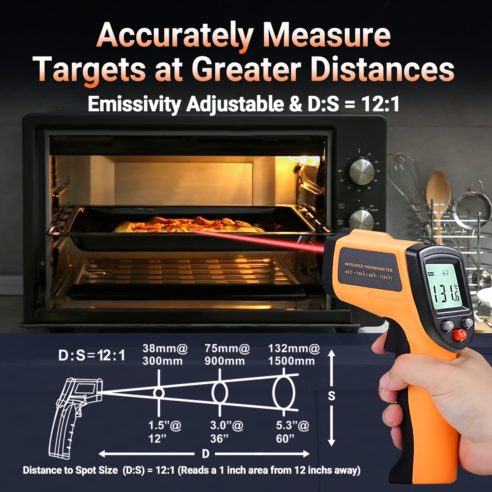 Infrared Thermometer Gun, Non-Contact Surface Thermometer Gun for Pizza Cooking, Ovens, Grills, Frying And Repair(Non-Human) - Image 10