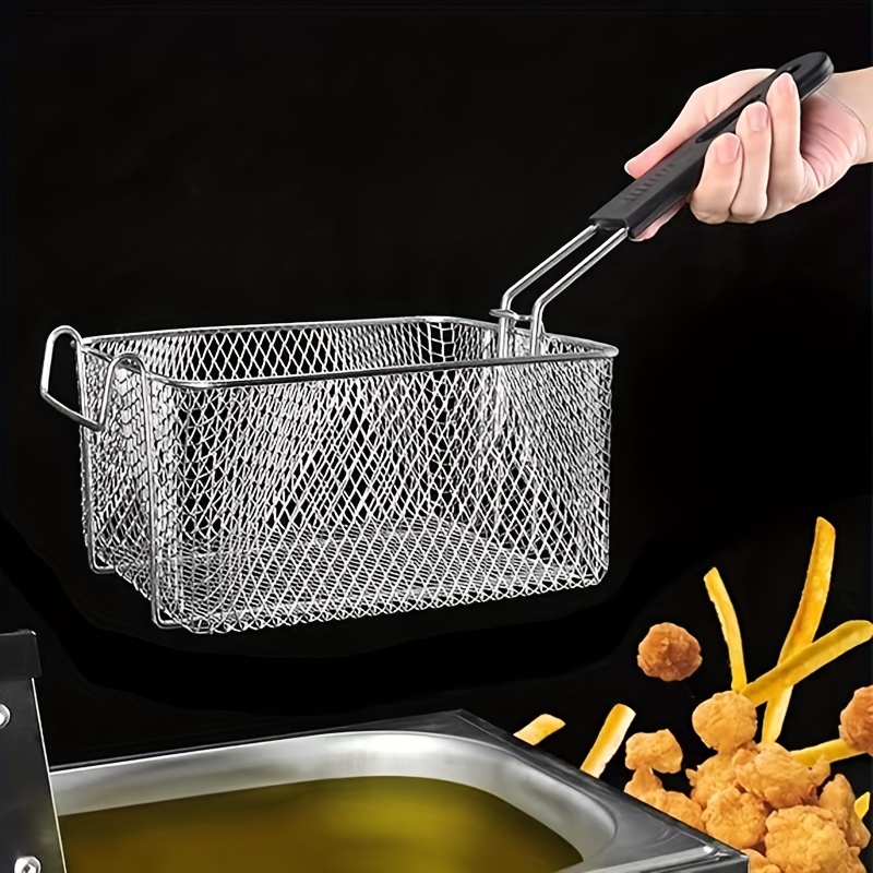 Multi-Functional Stainless Steel Fry Basket with Foldable Handle, Heat-Resistant Mesh, Suitable for Fries, Chicken Wings, and Snacks, Easy to Clean, Cooking Tool for Home and Commercial Kitchens, Frying Tool, Compact Cooking Tool, Easy-Clean Basket - Image 7
