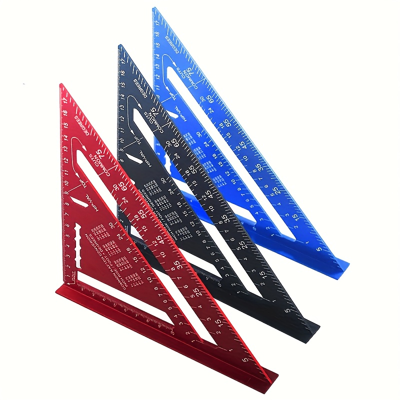 Precision Woodworking Square - Red Triangle Ruler with Serrated Edge for Accurate Measurement, Home Improvement And Design Projects, Ideal Woodworking Tool Random Color - Image 2