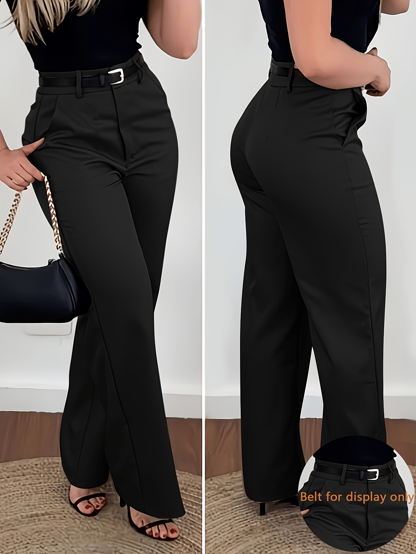 Women'S Fashion Solid Color Elegant Trousers, All-Season Style, Machine Washable, Suitable for Office And Casual Wear - Image 3