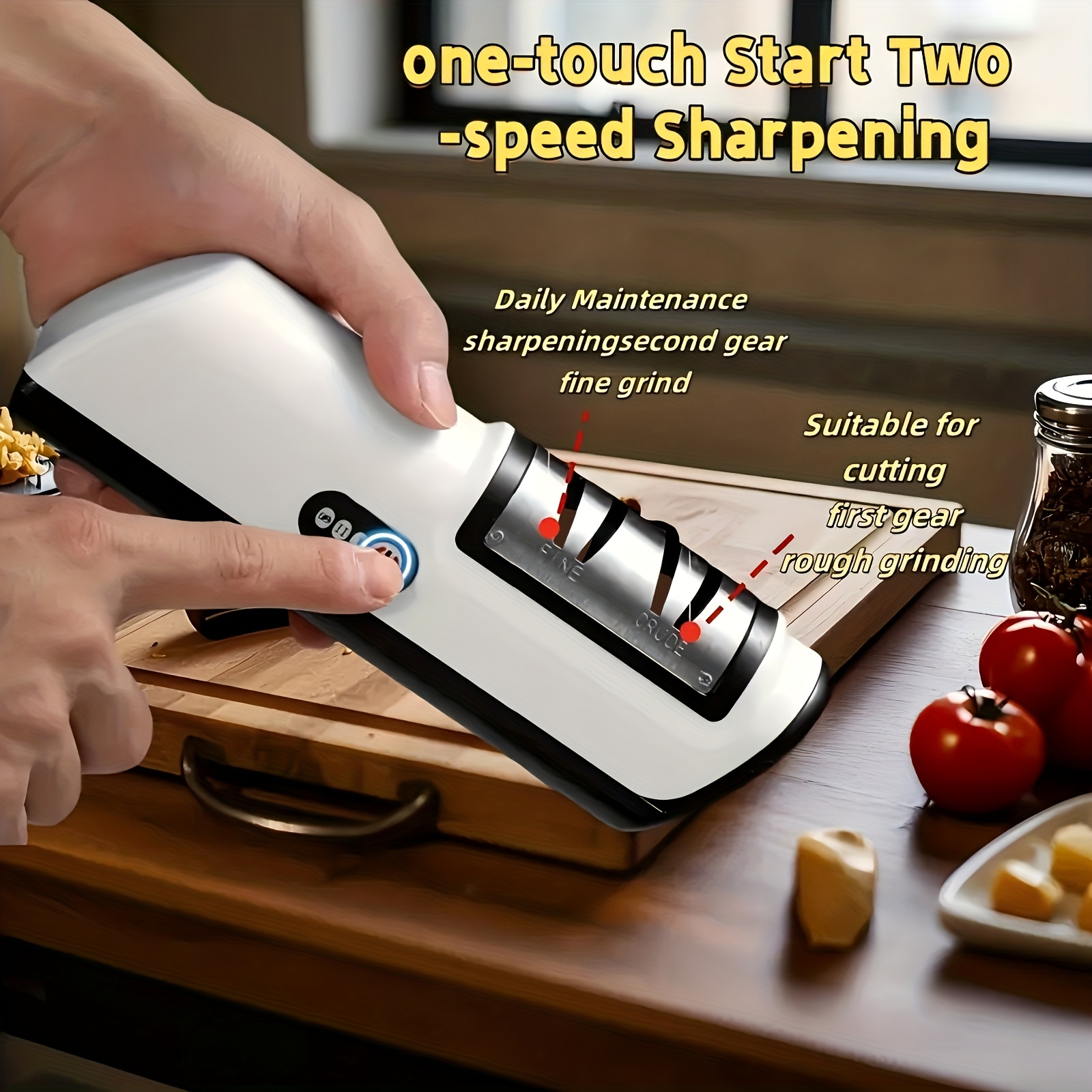 Electric Sharpening Tool, Professional 2-Stage Sharpener for 20 Degree Straight Edges, Sharpening And Polishing for Kitchen Tools | Black - Image 5