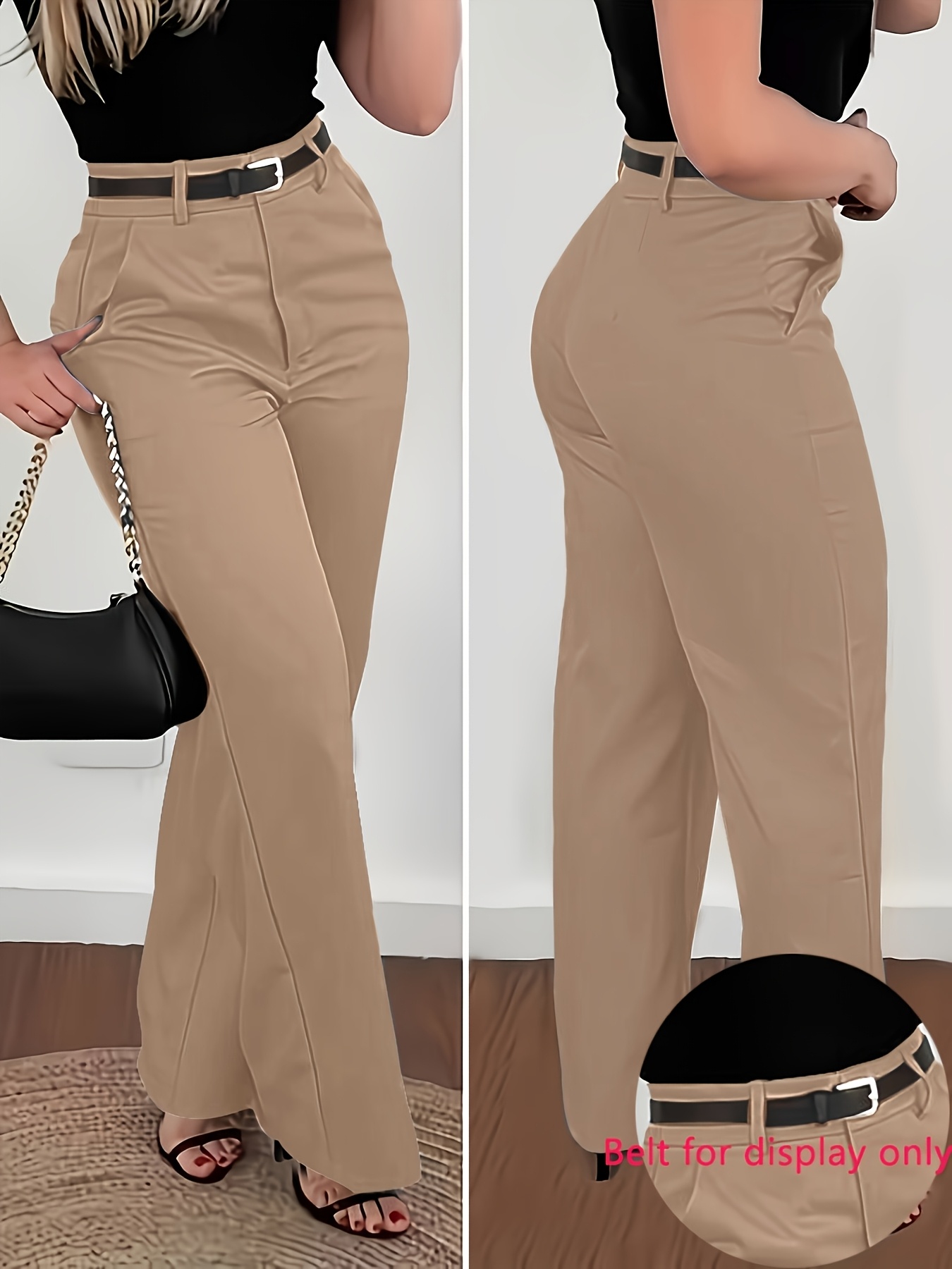 Women'S Fashion Solid Color Elegant Trousers, All-Season Style, Machine Washable, Suitable for Office And Casual Wear - Image 2