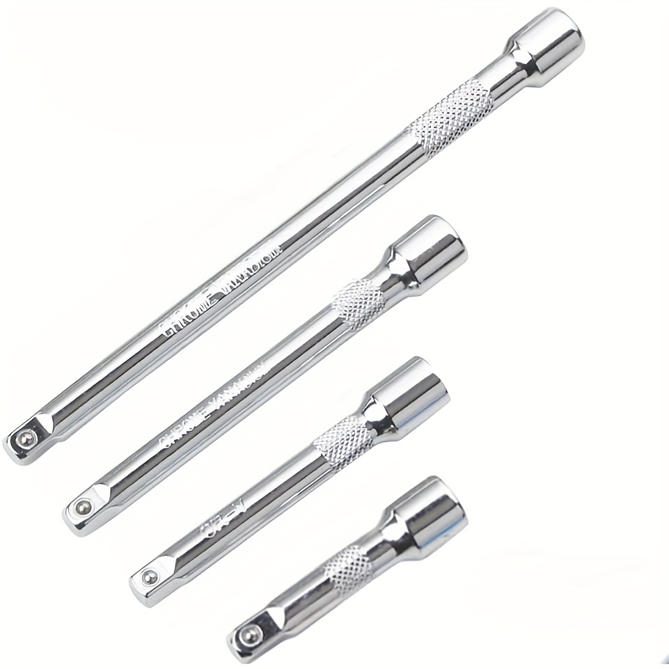 4pcs 1/4" Socket Extension Kit, Drive Socket Quarter Inch Wrench Ratchet Extension Bar Set, 2"/50mm, 3"/75mm, 4"/100mm, 6"/150mm, High-Quality CR-V Durable Material