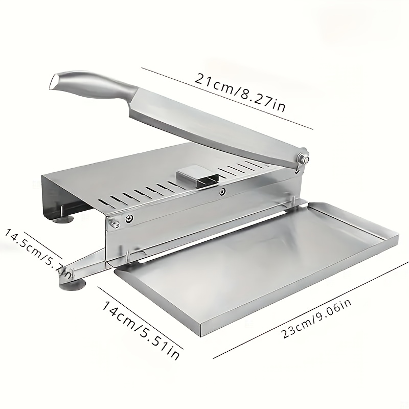 Easy Clean Stainless Steel Manual Meat Slicer and Bone Cutter - Non-Slip Base, Adjustable Blade, Rectangular Blade, Adjustable Thickness, Easily Cut Frozen Beef, Chops, Fruits and Vegetables - for Home Kitchens and Delis, Meat Grinder, Kitchen Gadget - Image 10