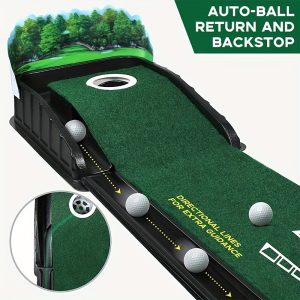 Golf Putting Mat - Professional Golf Putting Set, No Practice Balls - Automatic Ball Return System, 3/5/7ft Putting Tracks With Ball Collector, Improve Putting Skills, For Indoor & Outdoor Practice, Green Turf, Golf Training Aid, Golf Accessories