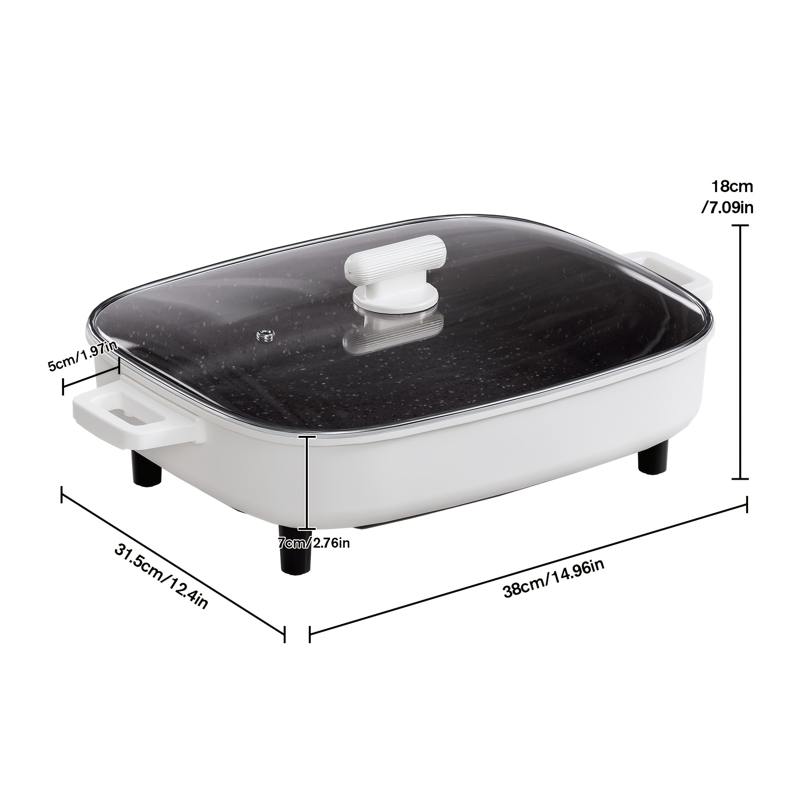 Non-stick Multifunctional Electric Cooking Pot with Aluminum Alloy Inner Pot, Glass Lid And Knob Thermostat. All-in-one for Frying, Grilling, Braising, Stewing And Hot Pot, Serves 2-6 People. Ideal for Home, Parties, Camping And Holiday Gifts. - Image 4