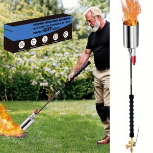 10ft Propane Weed Torch Kit, High-Output Professional Flamethrower for Weeding Roofing Ice Snow, Heavy Duty Blow Torch with Self Igniter And Long Hose, Perfect Father's Day Gift