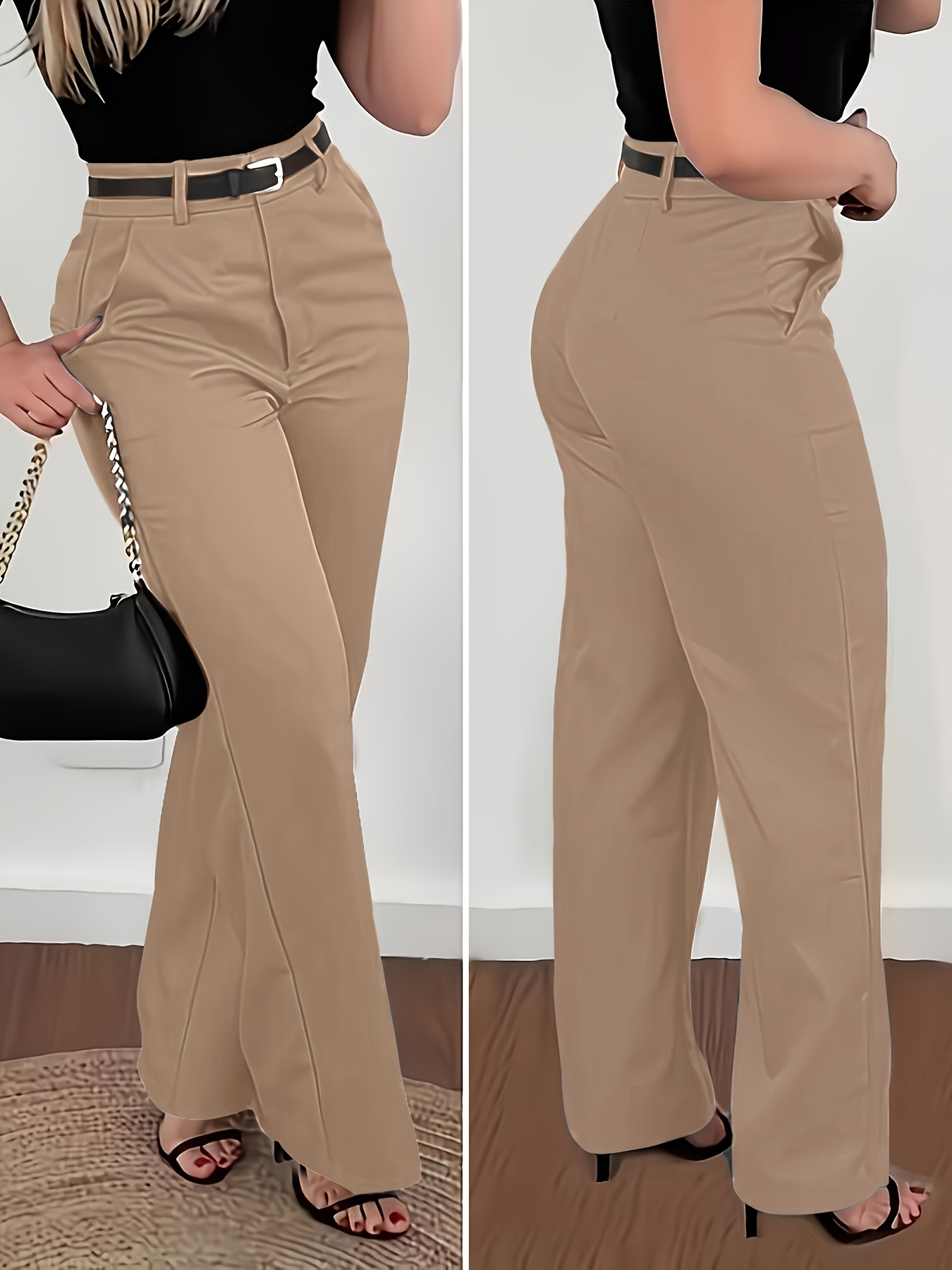 Women'S Fashion Solid Color Elegant Trousers, All-Season Style, Machine Washable, Suitable for Office And Casual Wear - Image 6