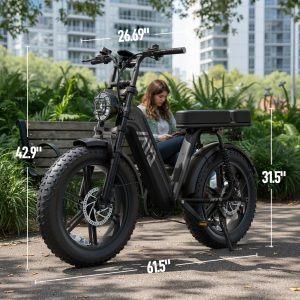 Electric Bike For Adults, 749W Peak Motor Ebike With 48V 15Ah Built-in Battery, 60 Miles Range 27.9 MPH Electric Bike, 20" Fat Tire E Bike With 7 Speed