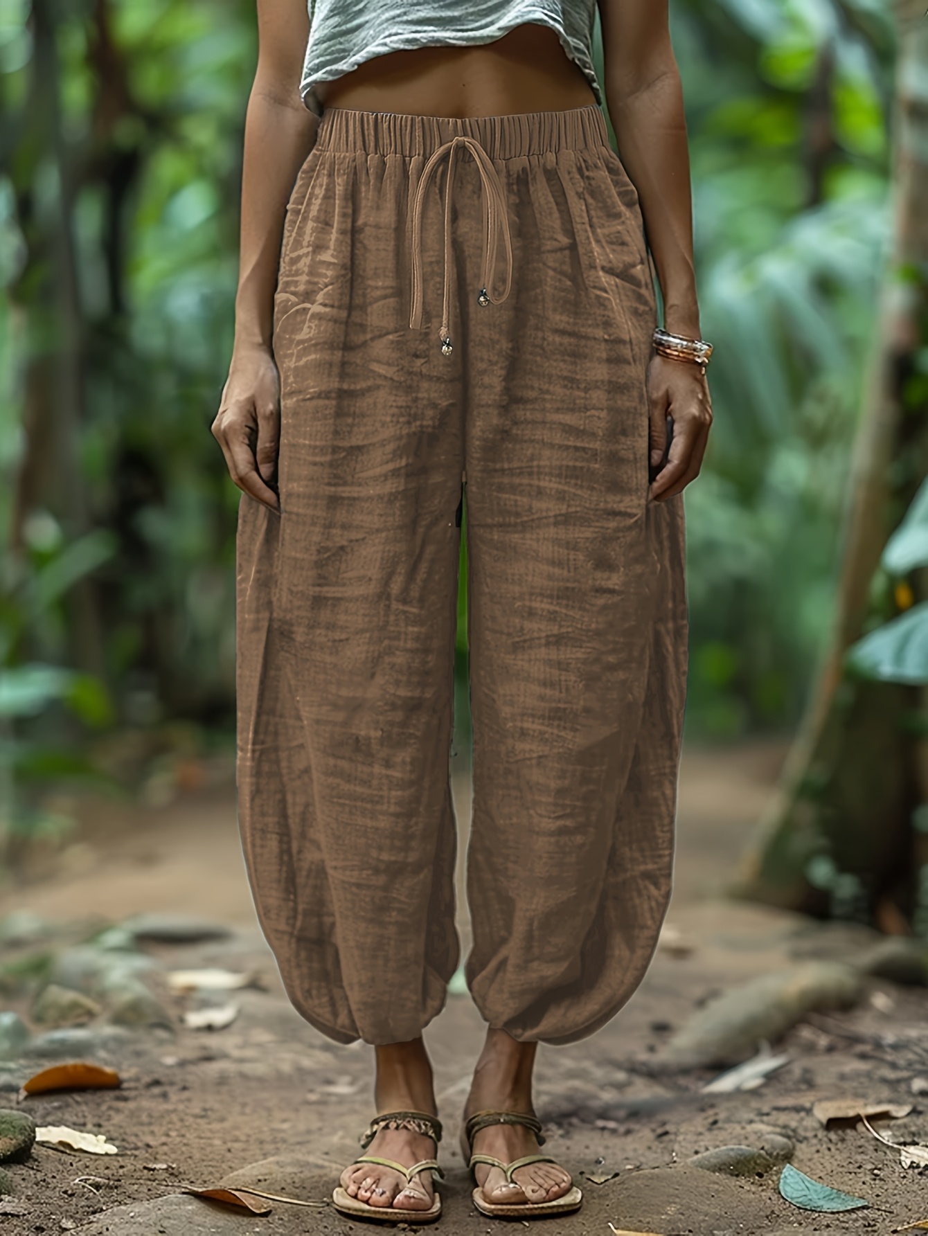 Linen Loose And Comfortable Minimalist Linen Lantern Pants - Image 5