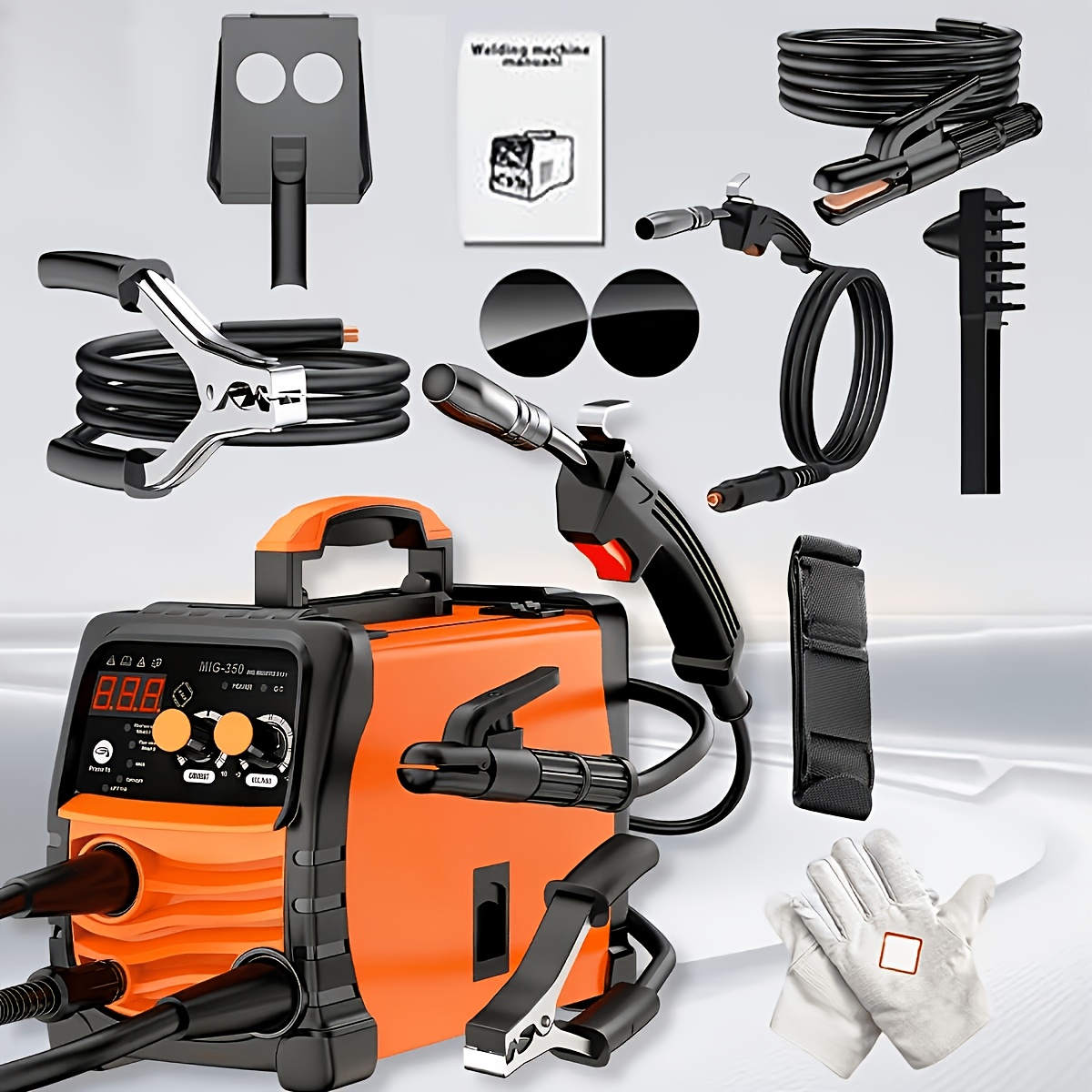 MIG-350/MIG-250 3 In 1 Welding Machine, 110V 60Hz 105A Gasless MIG/Stick ARC Welder With Orange Rubber Case, Complete Starter Kit Include Welding Wire, Rods, Mask Gloves, Portable Welder For Beginners Home Industrial Repair - Image 11