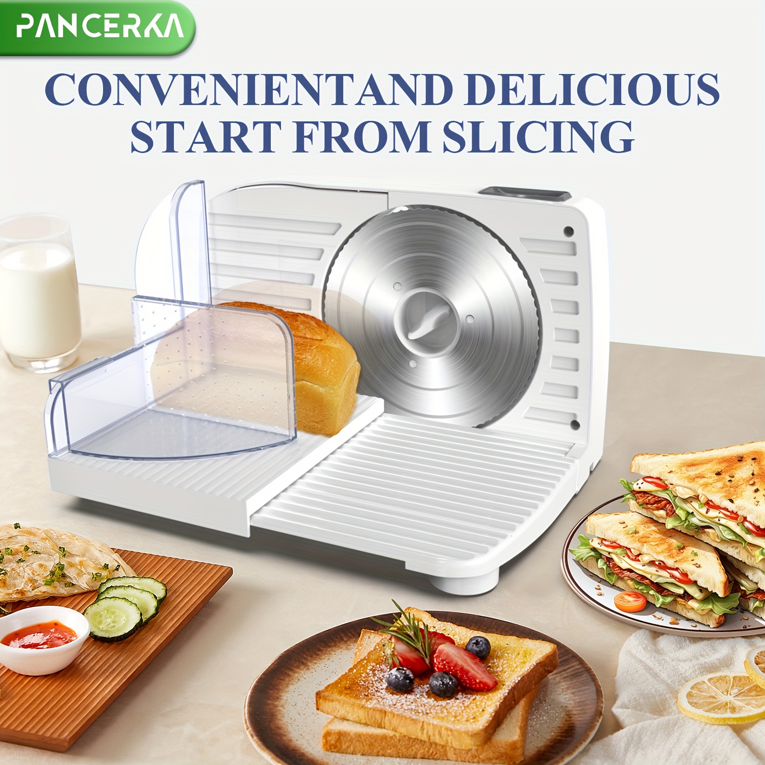 PANCERKA 1pc Electric Meat Slicer, 0-15Mm Adjustable Thickness, Suitable for Home And Commercial Use, Cutting Deli Food, Meat, Vegetables, Fruits, Lamb Slicer/Meat Cutter/Electric Bread Slicer/Meat Slicer Machine/Halloween & Christmas Gift - Image 10