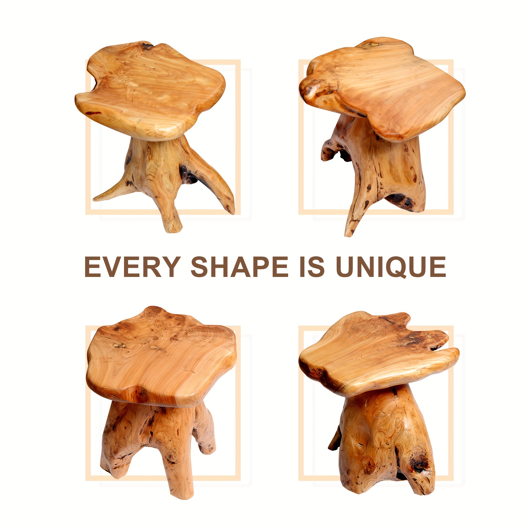 1pc Natural Edge Solid Fir Wood Stool - Rustic Tree Stump Design Indoor/Outdoor Side Table, 280lb Weight Capacity, High Quality Easy-Clean Surface, Versatile for Home, Restaurant, Patio, Living Room Decor, Indoor Outdoor Furniture | Natural Aesthetic | Durable Construction, Solid Wood Furniture - Image 6
