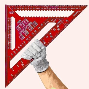 Precision Woodworking Square - Red Triangle Ruler with Serrated Edge for Accurate Measurement, Home Improvement And Design Projects, Ideal Woodworking Tool Random Color