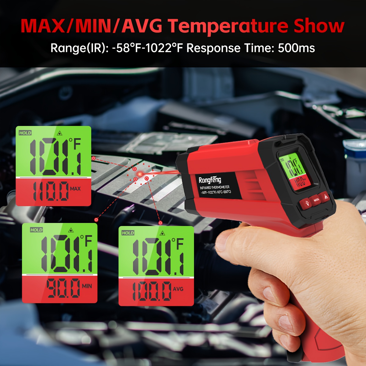 Infrared Thermometer Gun, Non-Contact Surface Thermometer Gun for Pizza Cooking, Ovens, Grills, Frying And Repair(Non-Human) - Image 11