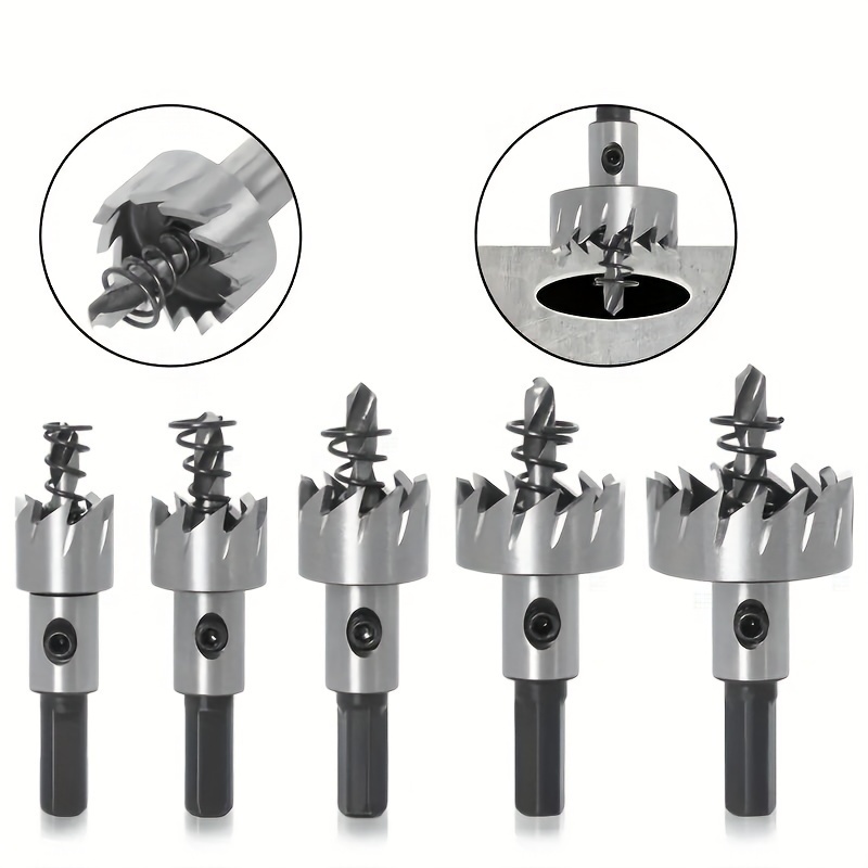 5pcs HSS Drill Bit Set with Tips | 16/18.5/20/25/30mm for Metal Wood, Bright End, Slow Spiral Flute, Triangle Shank, BUFF STACK FULL - Image 9