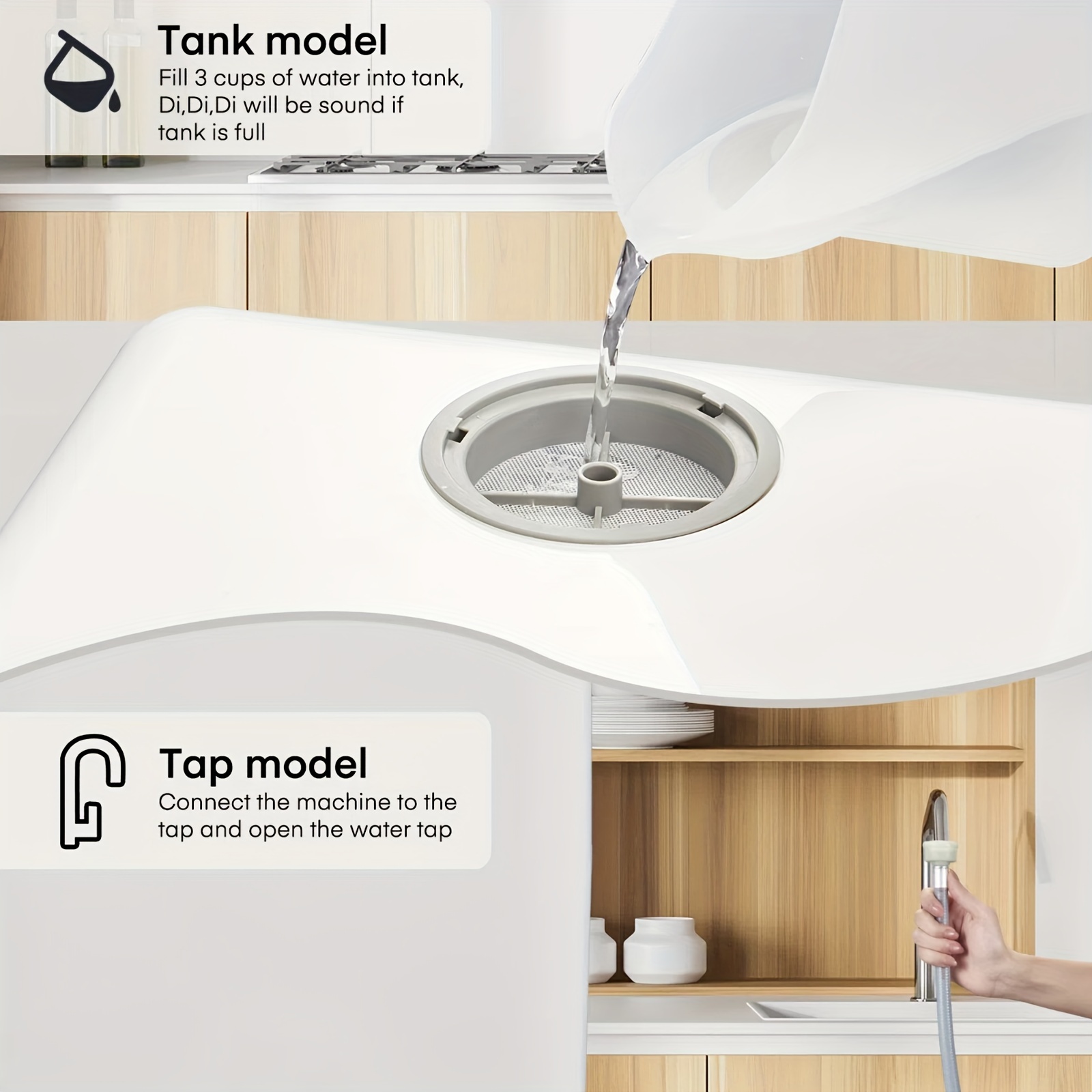 Countertop Dishwasher with 5+1 Programs, Baby Care, Dual Spray, High-Temp, Air-Dry, Timeing Function, No Hookup Needed, Portable Dishwasher with 1.32gal Built-in Water Tank, Mini Dishwasher for Home, Apartments, RVs - Image 5