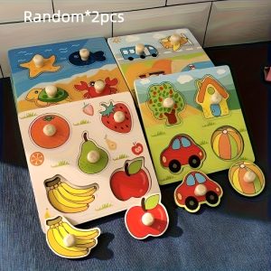 Kids Identification Boards Random Pattern - 3D Wooden Puzzle for Early Learning, Handheld Jigsaw, Ideal Holiday Gift for Little Ones & Party Game Activity, Educational Toy| Game| Content