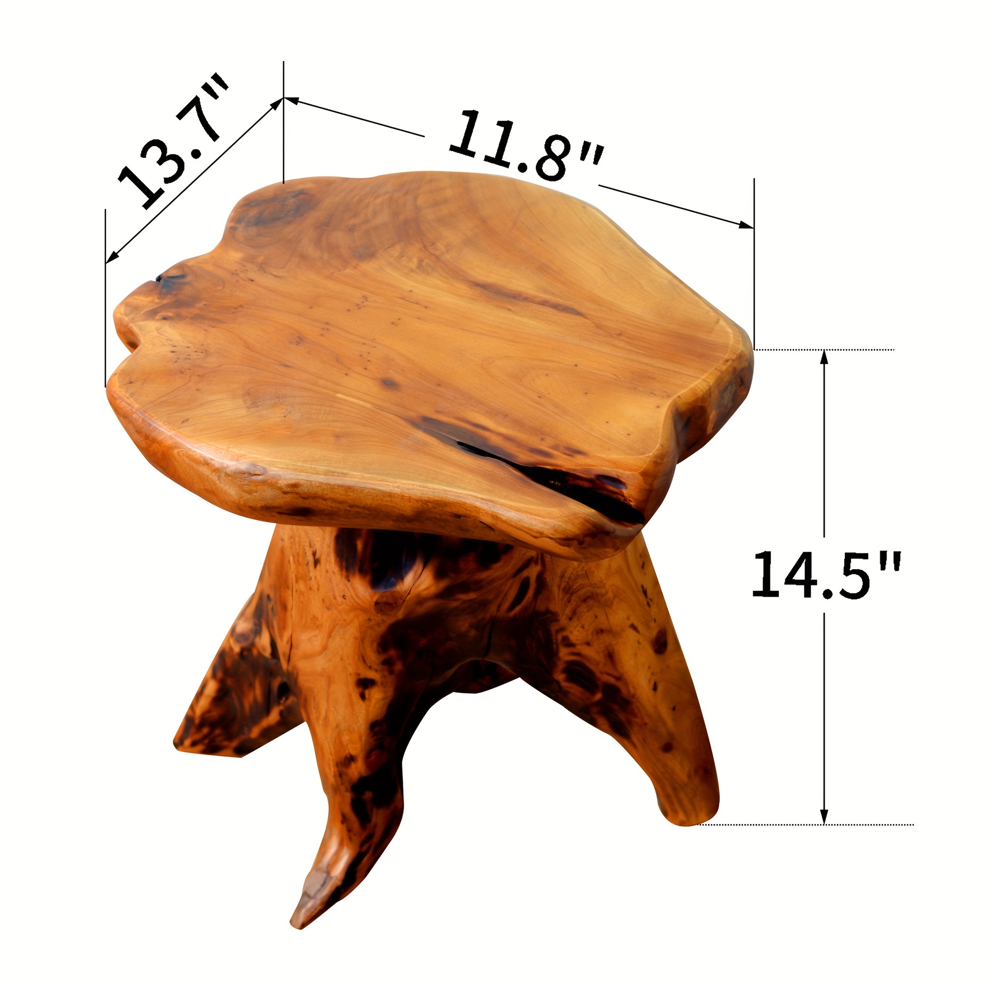 1pc Natural Edge Solid Fir Wood Stool - Rustic Tree Stump Design Indoor/Outdoor Side Table, 280lb Weight Capacity, High Quality Easy-Clean Surface, Versatile for Home, Restaurant, Patio, Living Room Decor, Indoor Outdoor Furniture | Natural Aesthetic | Durable Construction, Solid Wood Furniture - Image 3